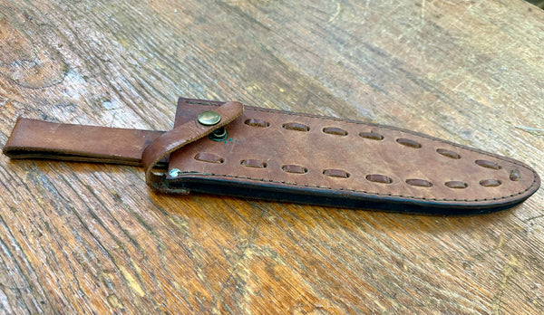 Stainless Steel Scabbard Hunting Knife w/ Brown Leather Sheath GA20161