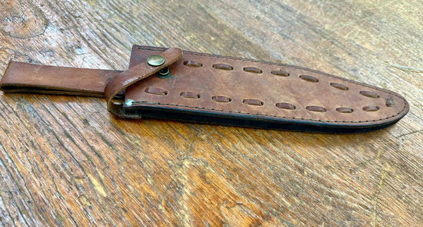Stainless Steel Scabbard Hunting Knife w/ Brown Leather Sheath GA20161