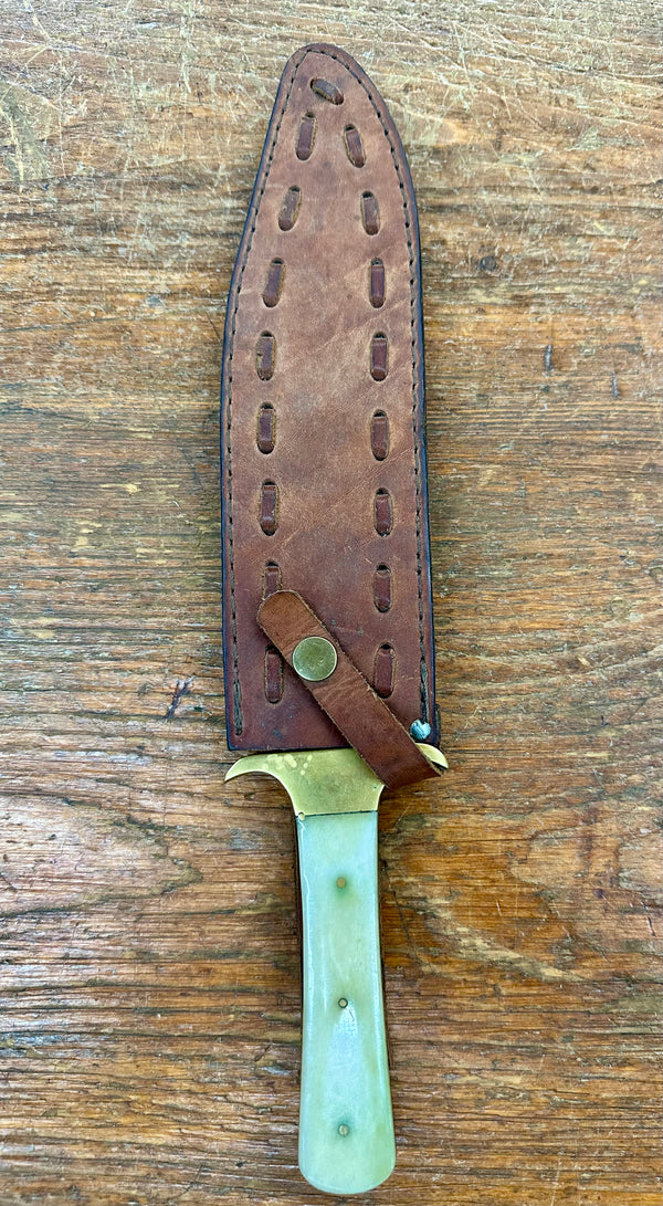 Stainless Steel Scabbard Hunting Knife w/ Brown Leather Sheath GA20161