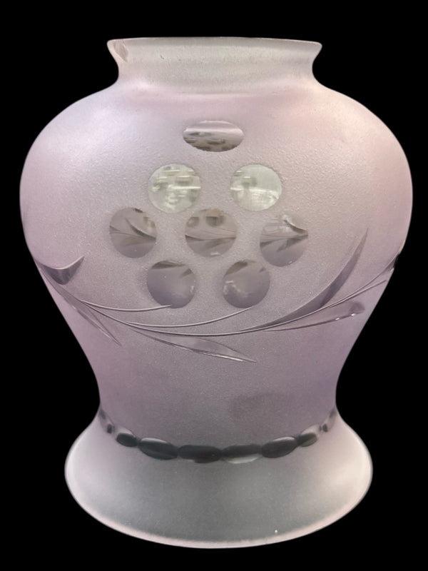 Set of 3 Purple Frosted Glass Shades w/ Etched Floral Designs GA20234