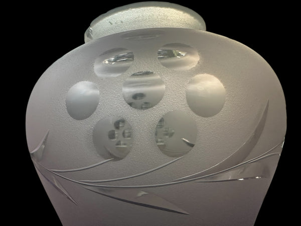 Set of 3 Purple Frosted Glass Shades w/ Etched Floral Designs GA20234