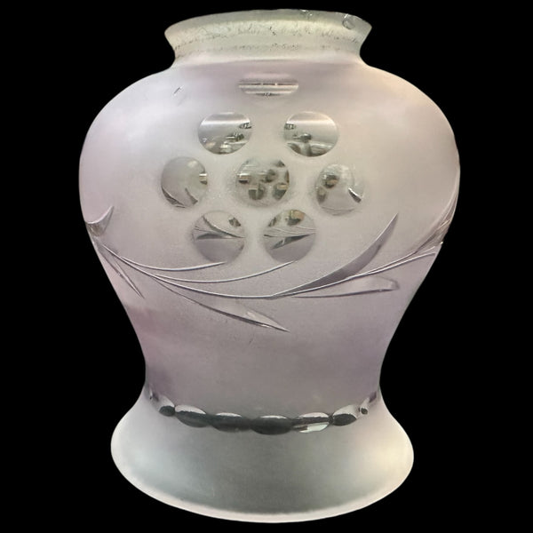 Set of 3 Purple Frosted Glass Shades w/ Etched Floral Designs GA20234