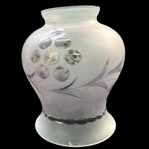 Set of 3 Purple Frosted Glass Shades w/ Etched Floral Designs GA20234