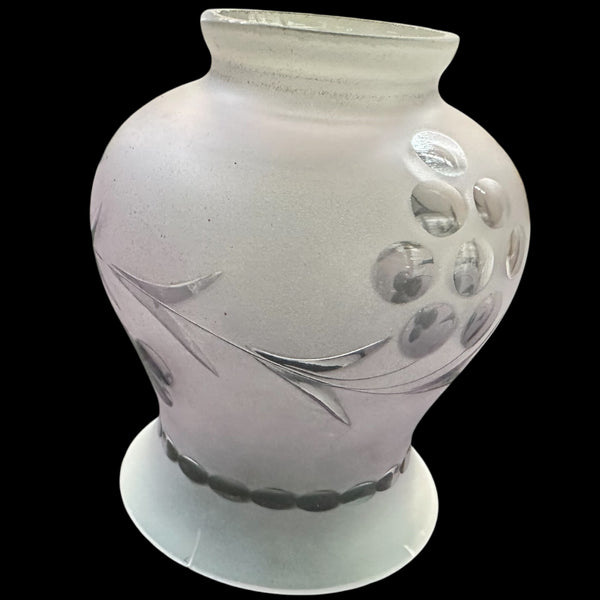 Set of 3 Purple Frosted Glass Shades w/ Etched Floral Designs GA20234