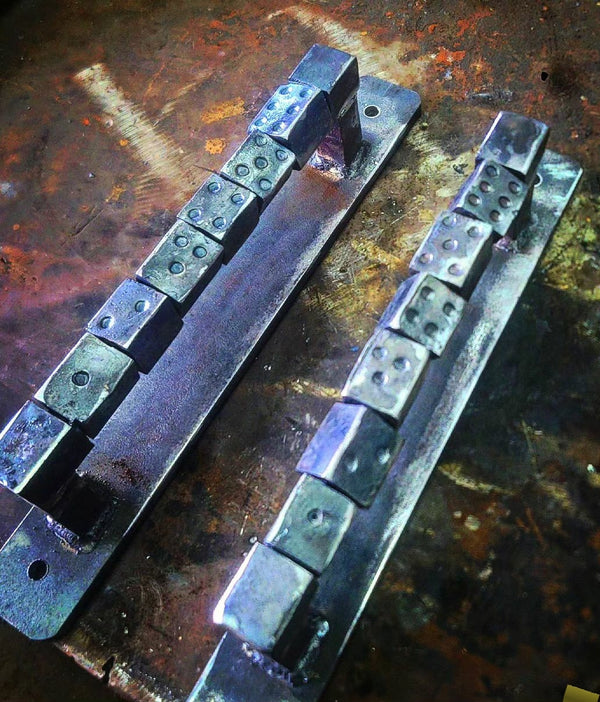 Custom Pair of Dice Designed Door Handles Made from Reclaimed Steel GA9329