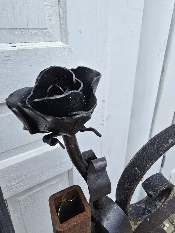 Unique Hand-Forged Garden Gate w/ Rose Ornament GAM0468