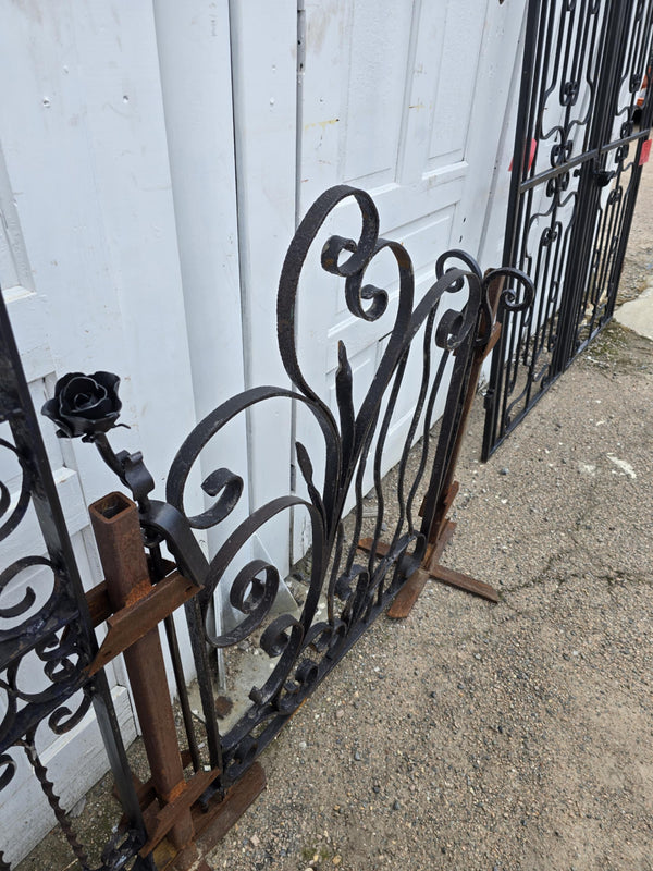 Unique Hand-Forged Garden Gate w/ Rose Ornament GAM0468