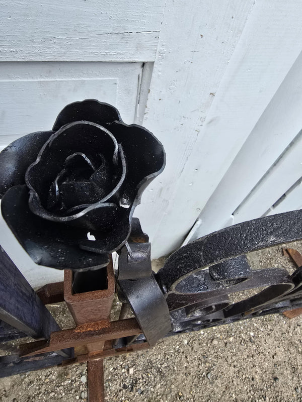 Unique Hand-Forged Garden Gate w/ Rose Ornament GAM0468