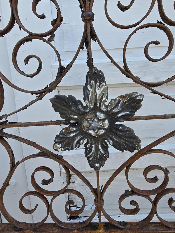 Antique Iron Gate w/ Scrollwork and Floral Medallions GAM0456