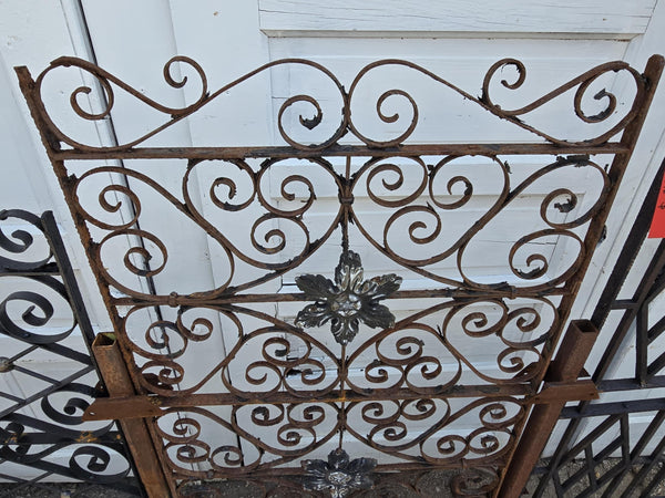 Antique Iron Gate w/ Scrollwork and Floral Medallions GAM0456