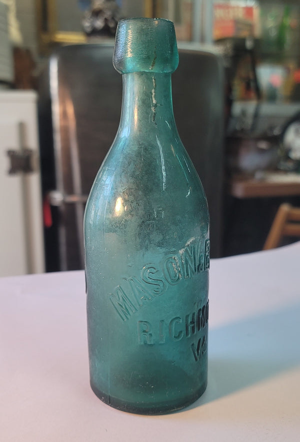 1859 Mason & Burns Richmond VA Blue Green #51130AC Bottle 7 1/4" T GS00818