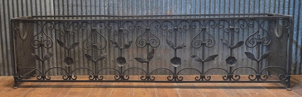 Vintage Ornate Wrought Iron Fireplace Fender 64" L x 16 1/2" T x 14" D GS00820