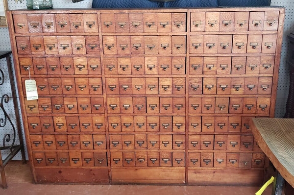 Reclaimed Wooden Hardware Store Bolt Bin with 144 Drawers 57 1/2" x 78 1/2 GAM015