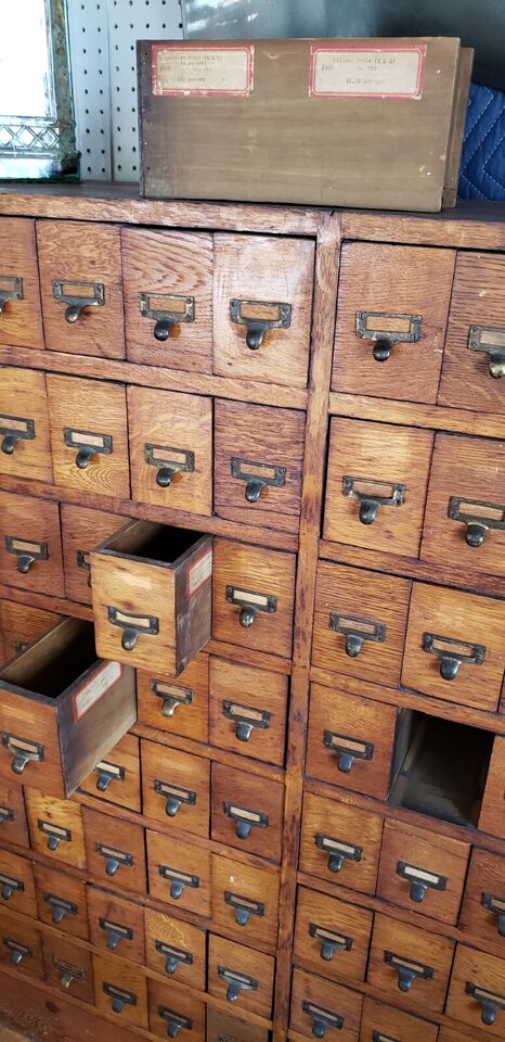 Reclaimed Wooden Hardware Store Bolt Bin with 144 Drawers 57 1/2" x 78 1/2 GAM015
