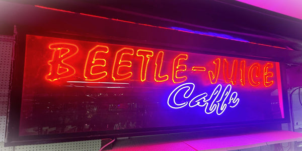 10 Foot Long BEETLE-JUICE CAFFE Hanging Neon Sign GA9574