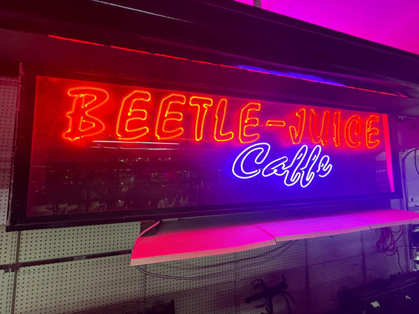 10 Foot Long BEETLE-JUICE CAFFE Hanging Neon Sign GA9574