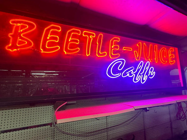 10 Foot Long BEETLE-JUICE CAFFE Hanging Neon Sign GA9574