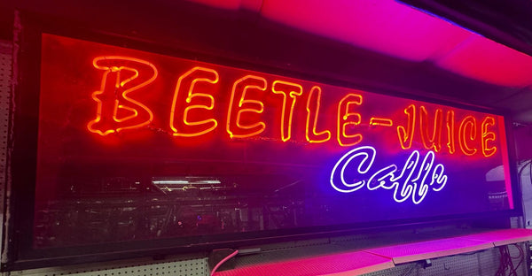 10 Foot Long BEETLE-JUICE CAFFE Hanging Neon Sign GA9574