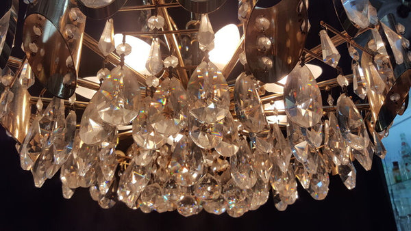 Mid Century Modern Brass Tiered Prism Chandelier GA4388