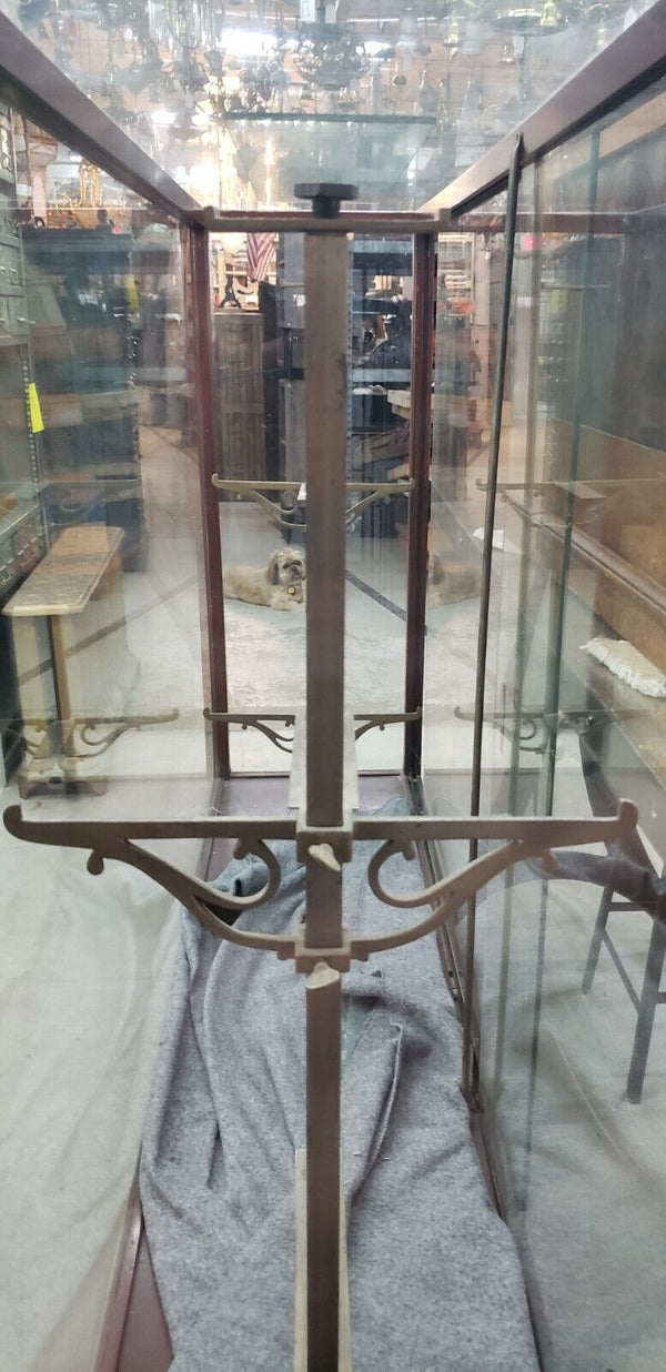 Art Deco Glass Display Case w/ Ornate Bronze Shelf Brackets 84" x 56" GS00796