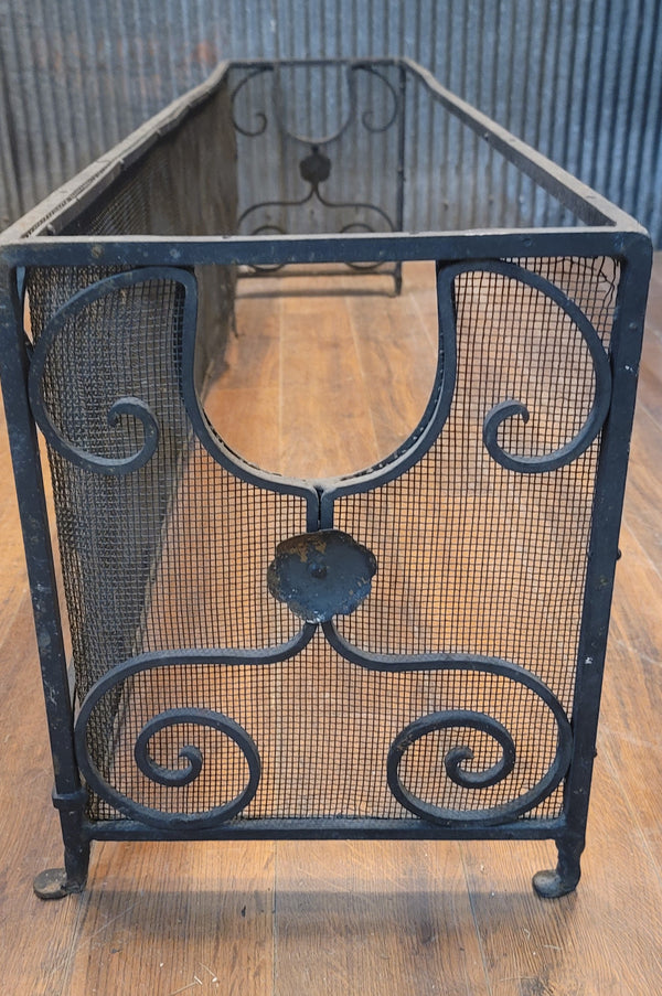 Vintage Ornate Wrought Iron Fireplace Fender 64" L x 16 1/2" T x 14" D GS00820