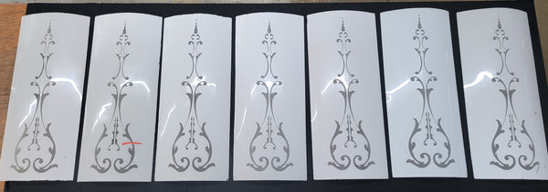 Rare White Cased Etched Curved Glass Panels 24" x 10" - 7 Available! GS00759