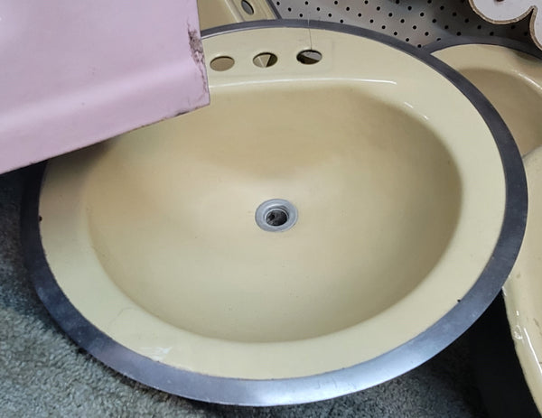 Vintage Gold Cast Iron Sink w/ Chrome Trim 19" x 18 3/4" GS00618