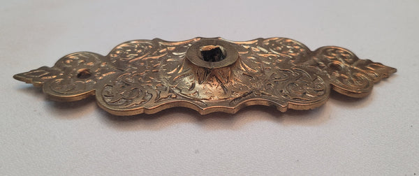 Restored Victorian Ornate Solid Brass Door Knob Backplate 6 3/8" x 2" GS00598