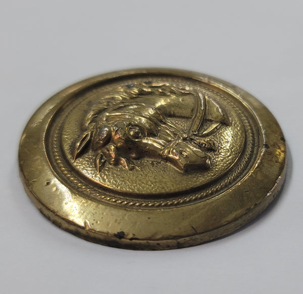 Original Civil War Raised Embossed Horse Bridle Rosette in Brass 2 1/4" GS00814
