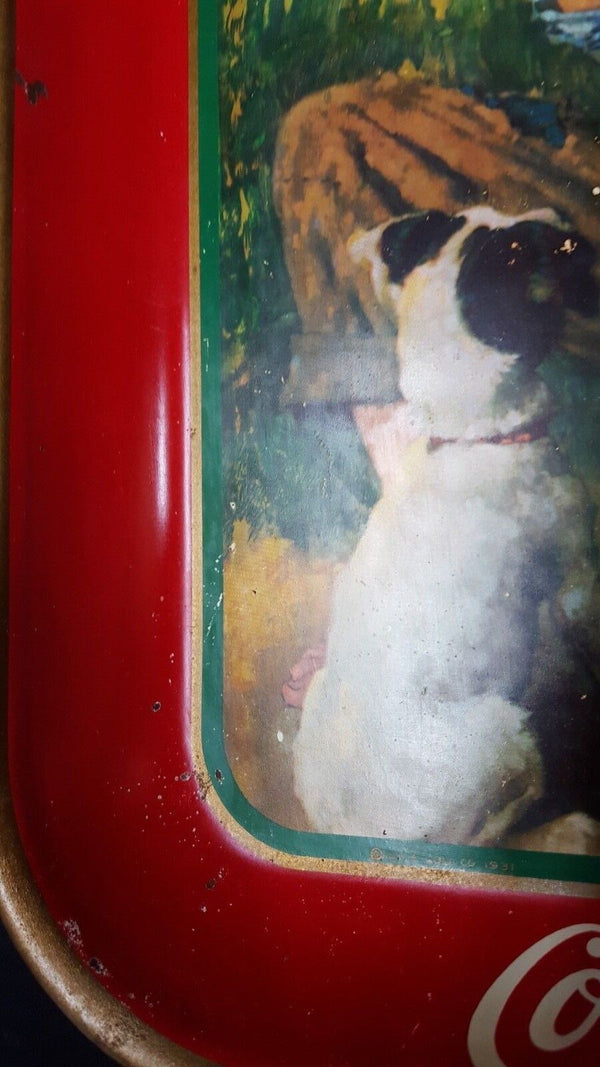 1931 Coca Cola Tray Norman Rockwell A Boy and His Dog 14 1/2" x 10 3/8" GS00799