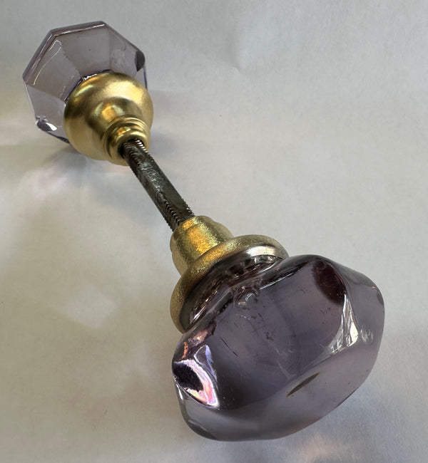 8- Point Crystal Amethyst Glass Door Knob Set GA20321
