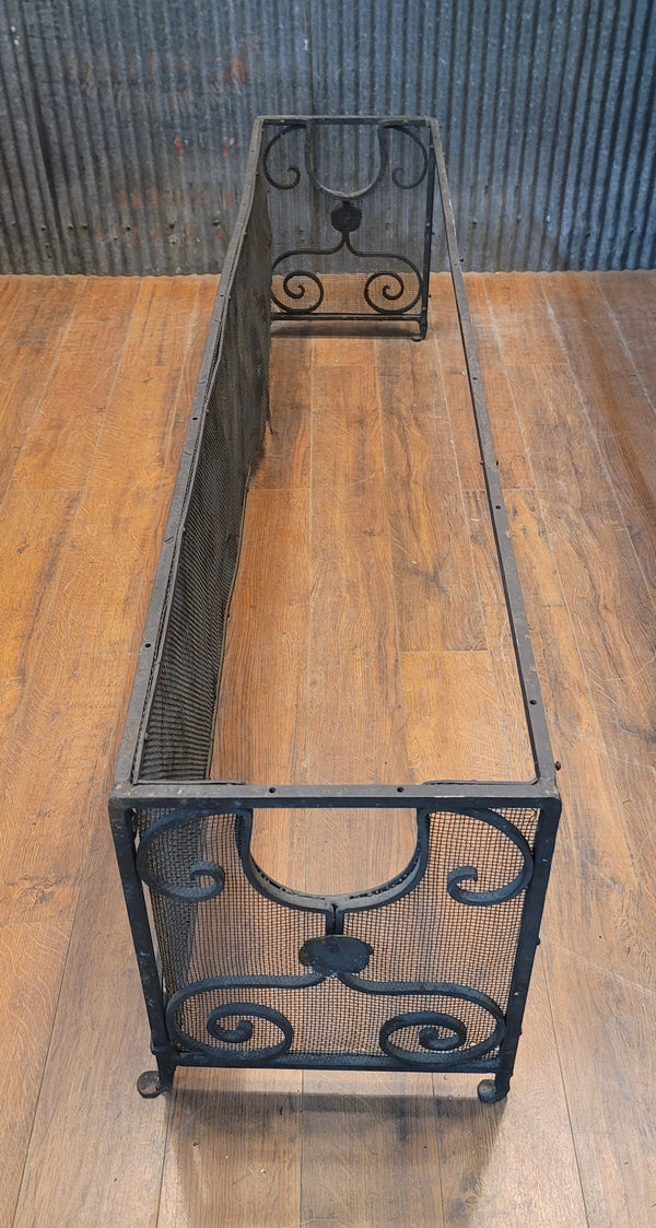 Vintage Ornate Wrought Iron Fireplace Fender 64" L x 16 1/2" T x 14" D GS00820