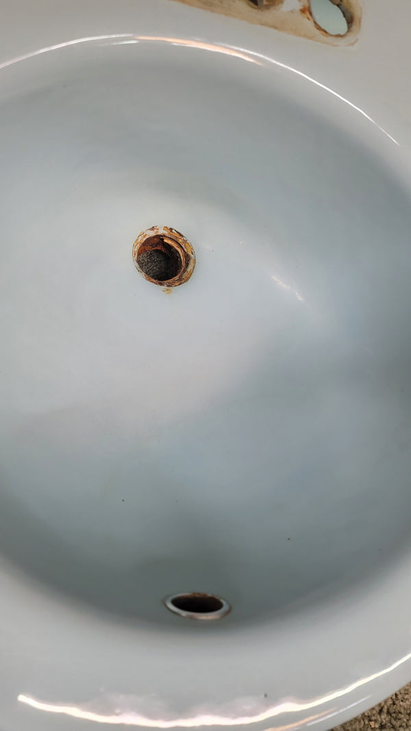 Vintage Light Blue Cast Iron Sink 19" w x 19" d GS00603