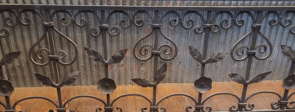 Vintage Ornate Wrought Iron Fireplace Fender 64" L x 16 1/2" T x 14" D GS00820