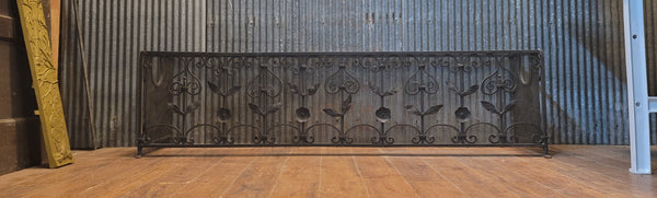 Vintage Ornate Wrought Iron Fireplace Fender 64" L x 16 1/2" T x 14" D GS00820