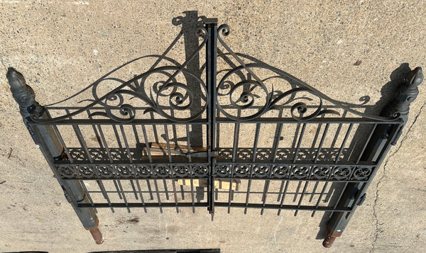 Antique Iron Entryway Gates w/ Ornate Cast Iron Posts GA20318