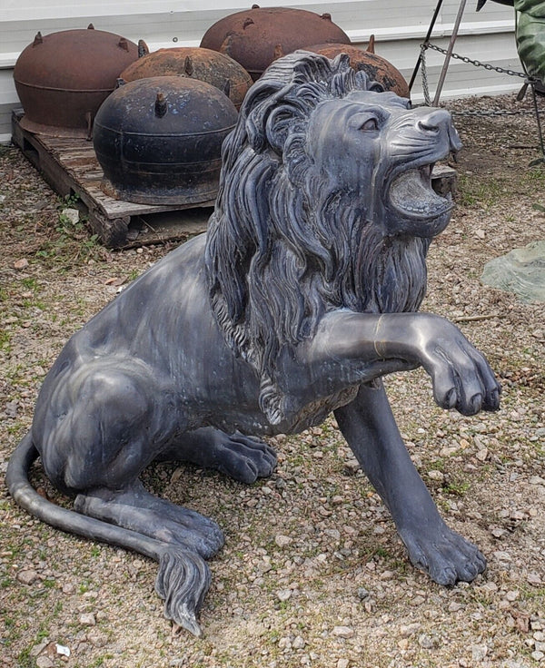 Free Standing Sculptured Cast Bronze Roaring Lion Statue GA9575