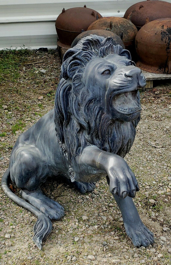 Free Standing Sculptured Cast Bronze Roaring Lion Statue GA9575