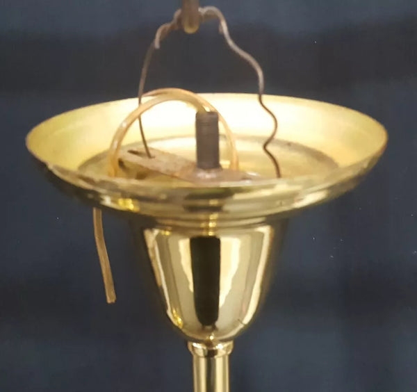 Restored Brass Rod Flush Mount with Clear Cut Glass Pendant Light GA4340