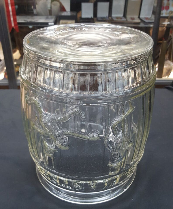 Original Vintage 13" Tall Barrel Shaped Planters Peanut's Glass Jar with Lid GAPN1