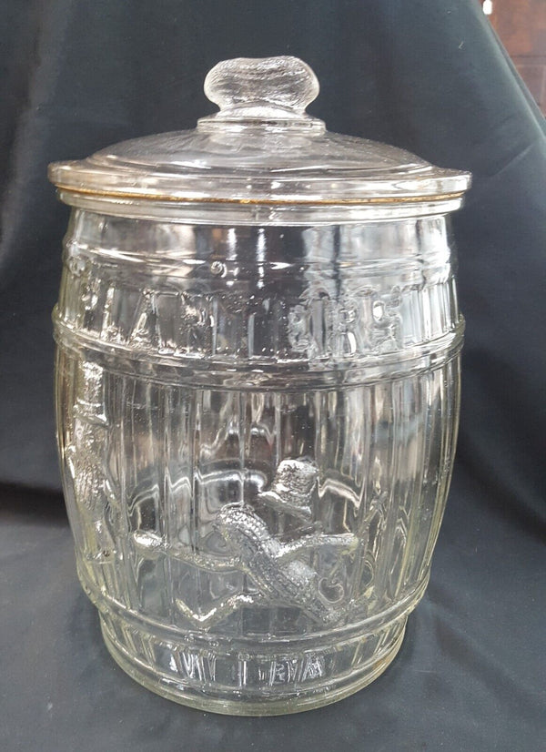 Original Vintage 13" Tall Barrel Shaped Planters Peanut's Glass Jar with Lid GAPN1