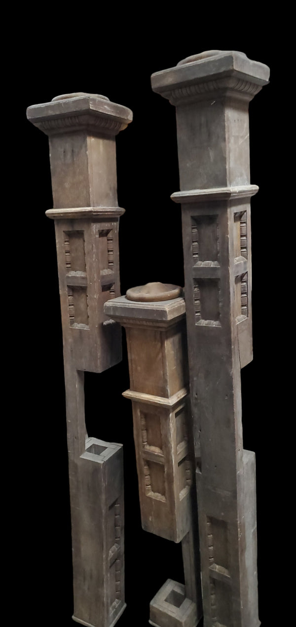 Set of 3 Craftsman Style Through Floor Newel Posts GAM0294
