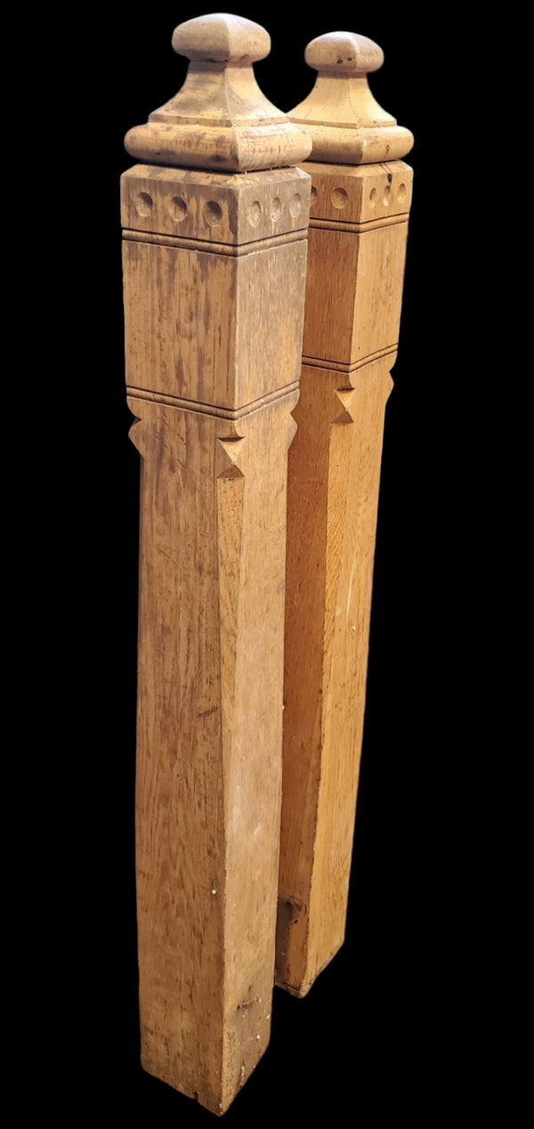 Pair of Solid Oak Eastlake Style Newel Posts GAM0251