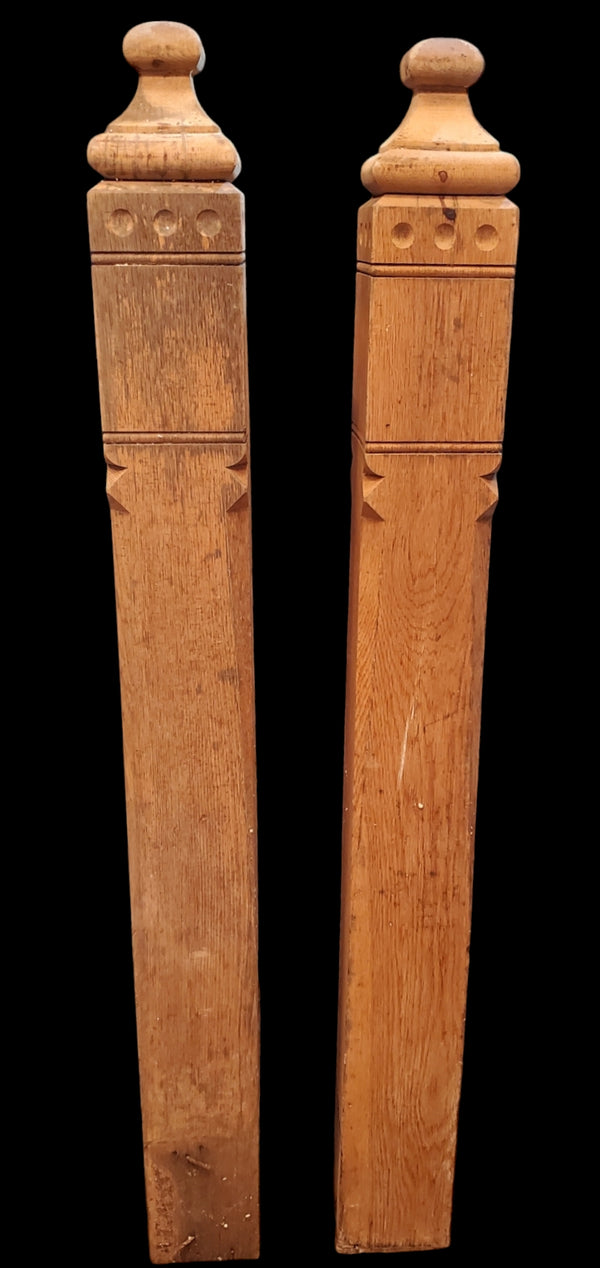 Pair of Solid Oak Eastlake Style Newel Posts GAM0251