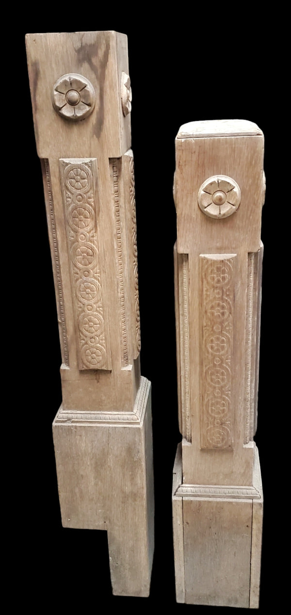 Pair of Carved Oak Newel Posts GAM0259