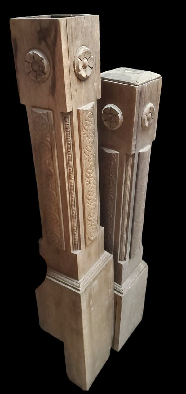Pair of Carved Oak Newel Posts GAM0259