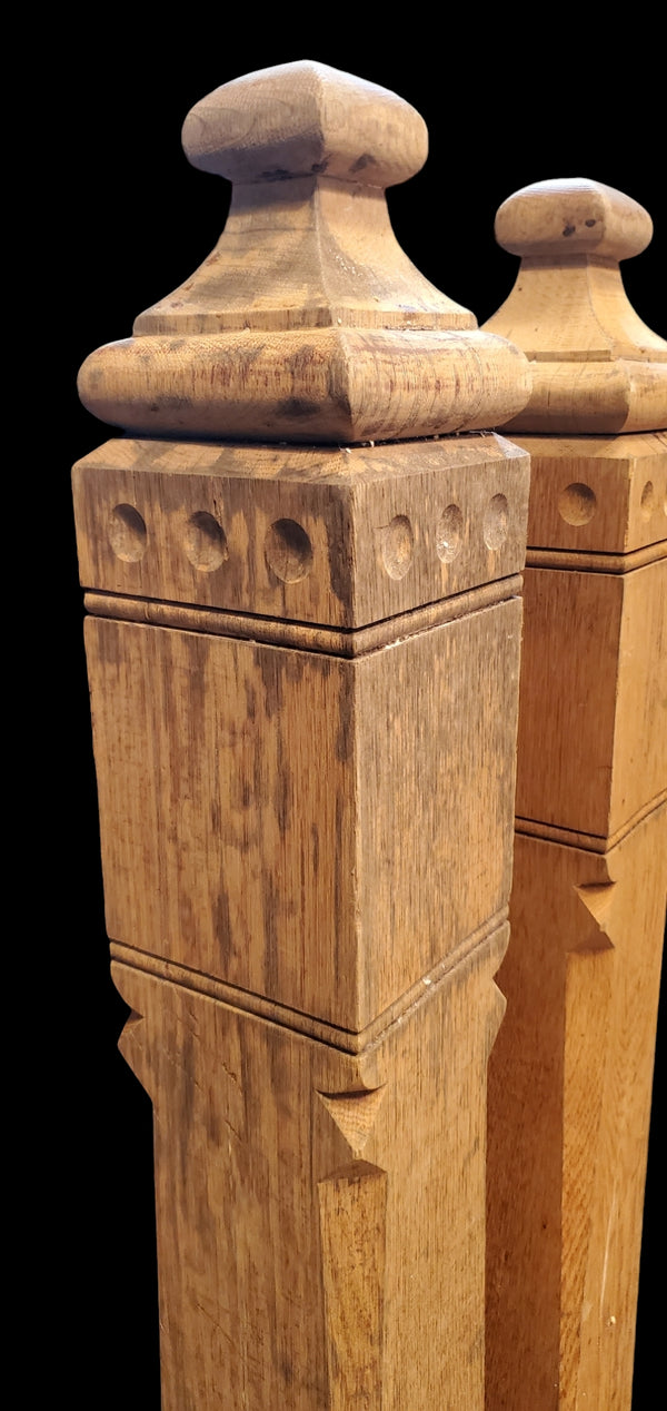 Pair of Solid Oak Eastlake Style Newel Posts GAM0251