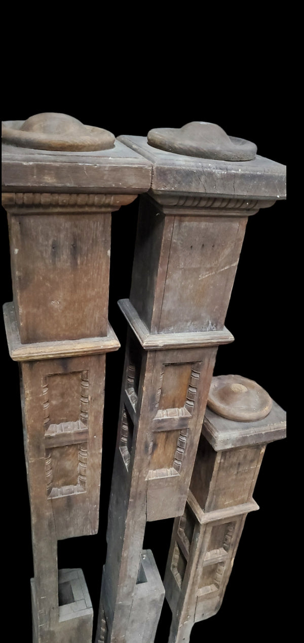 Set of 3 Craftsman Style Through Floor Newel Posts GAM0294