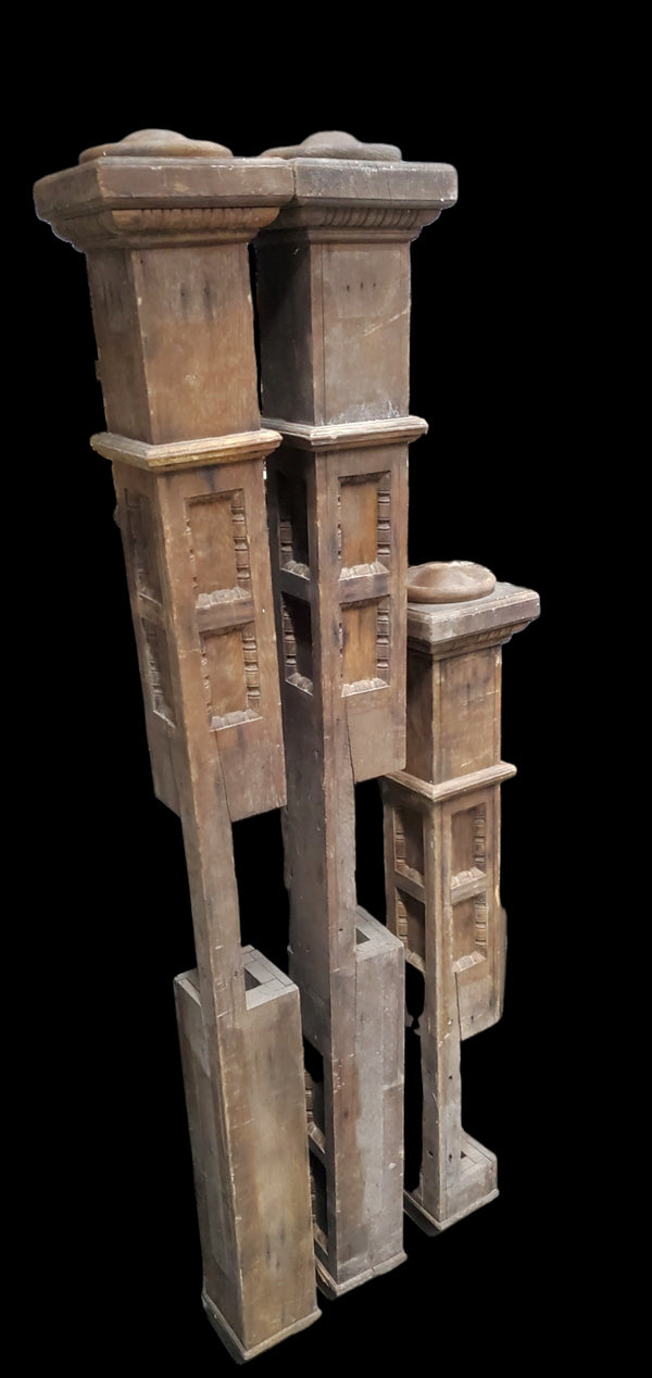 Set of 3 Craftsman Style Through Floor Newel Posts GAM0294