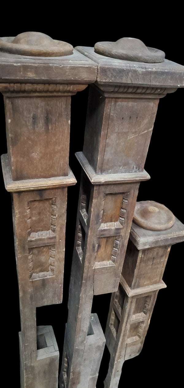 Set of 3 Craftsman Style Through Floor Newel Posts GAM0294